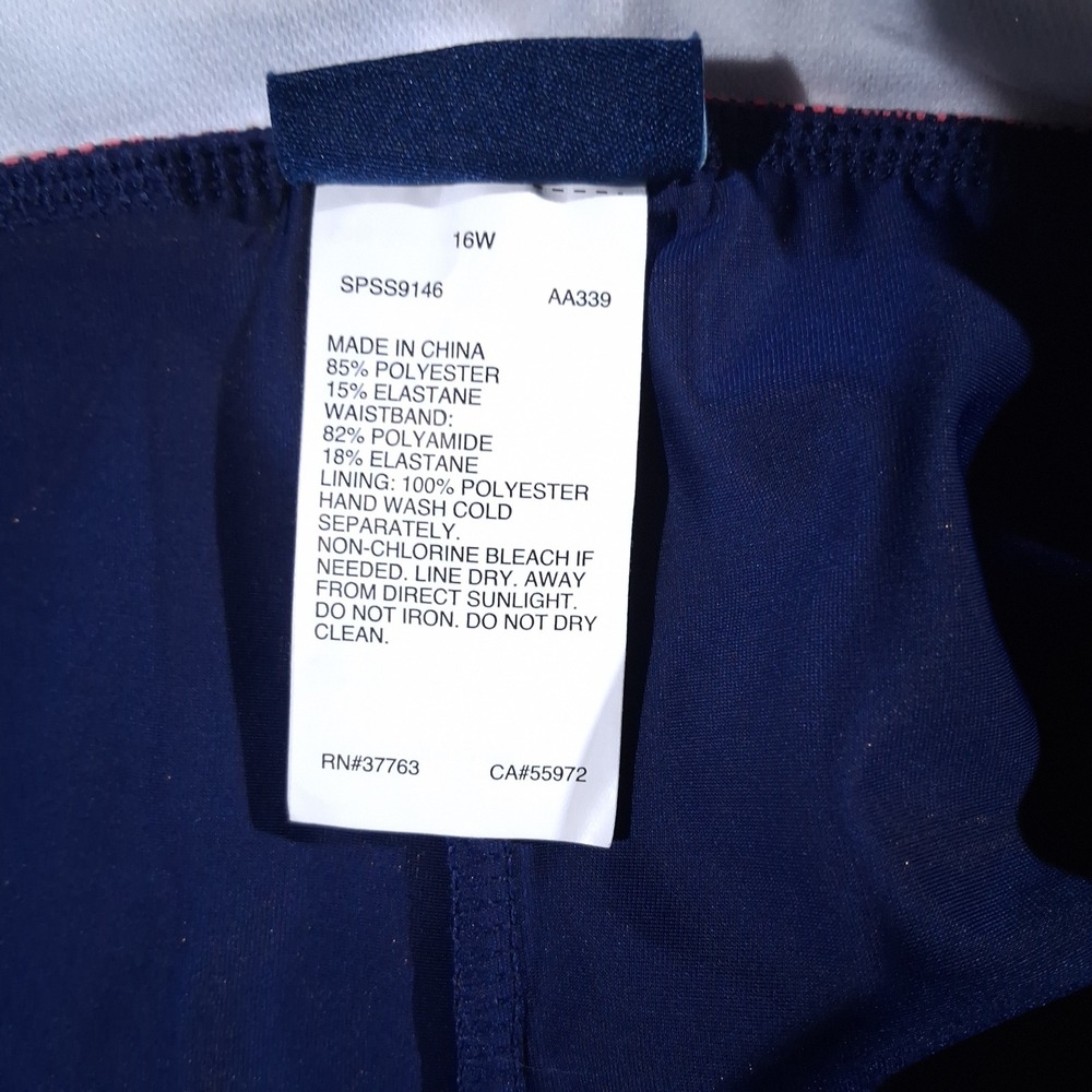 South Point Plus Geometric Tankini Set Blue White Pink 22W Top 16W Shorts NWT - Picture 11 of 16